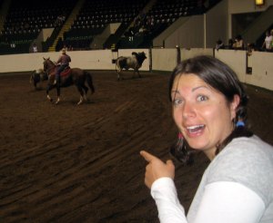 Liz is amazed by the rodeo!