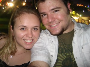 Riding in one of those gondola-type things