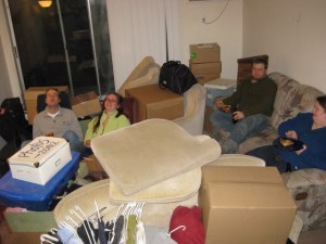 The Rosoks and Berglund-Husebys after helping us move last week.