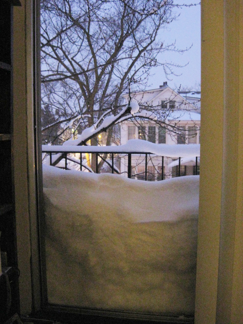 Snow on the balcony, Minneapolis, February 2010