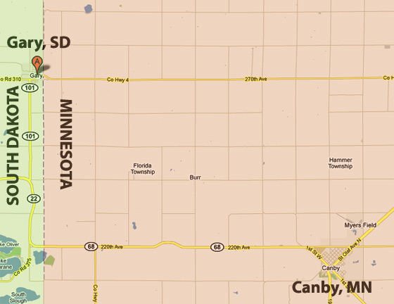 does the gary, sd post office deliver mail to minnesota?