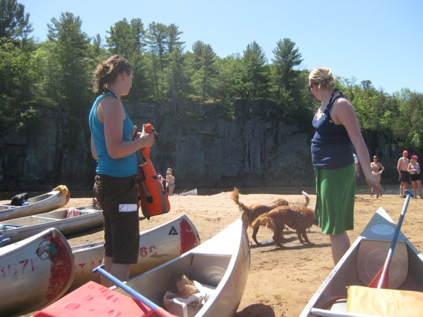 Lauren and Sarah stop for a break on an island.
