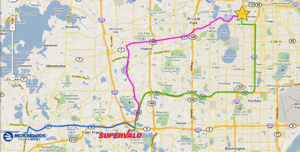 chanhassen to eden prairie to minneapolis highway route