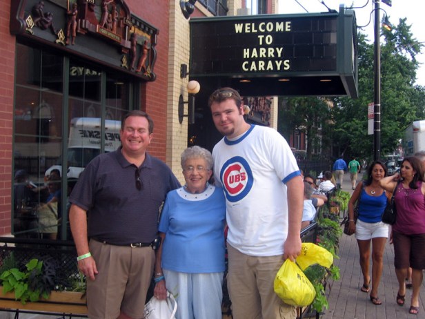 ILLINOIS: Biiiiig three! Lauren's uncle Dave, grandma Joyce, and me visit Harry Caray's in Chicago.