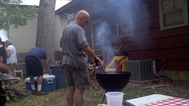 Barnes working the grill