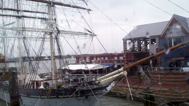 The Elissa, a famous ship at a pier in Galveston, TX