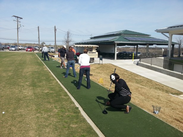 The Callaway marketing team at the driving range over break Friday.