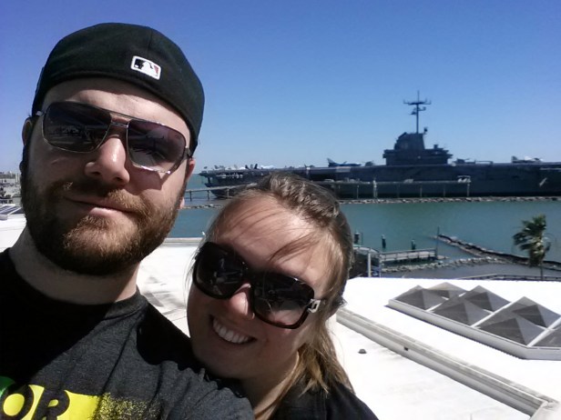Ryan Glanzer and Lauren Poulter Glanzer at the USS Lexington, Corpus Christi, TX