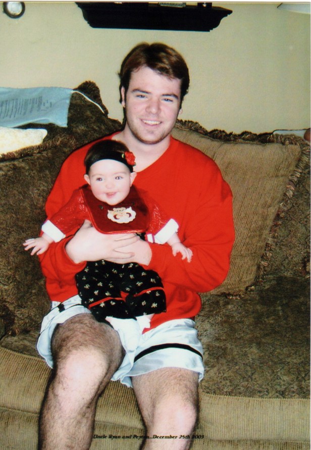 Me meeting baby Peyton for the first time.