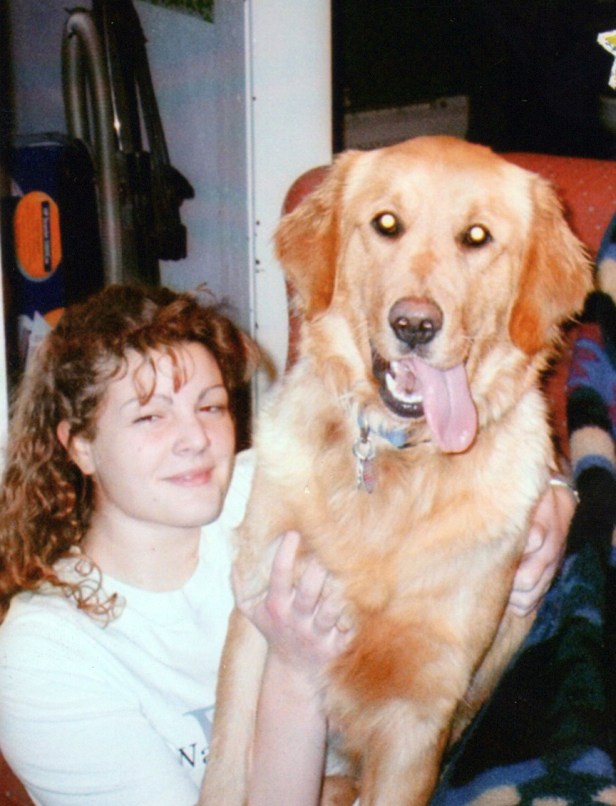 Jordan with the family pooch. I can't recall which one.