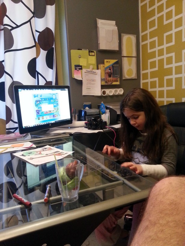 Emerson hard at work producing another funny video.