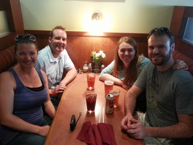 Liz, Patrick, Lauren, and I together for lunch at Pizza Luce in Uptown.