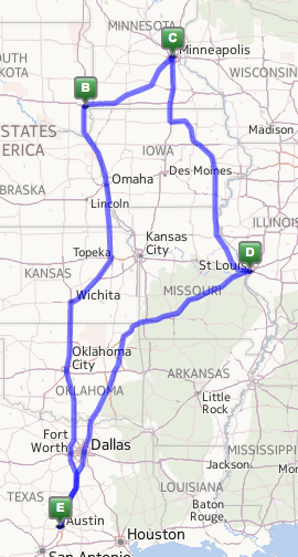 Road trip: Austin-Sioux Falls-Minneapolis-St Louis