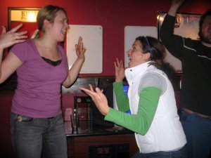 File photo, 2008: Lauren and Liz at Patrick Lynch's birthday at The Sportsman's in Minneapolis singing karaoke.