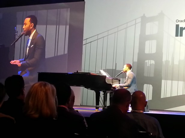 Recording artist John Legend spoke and played a few tunes.
