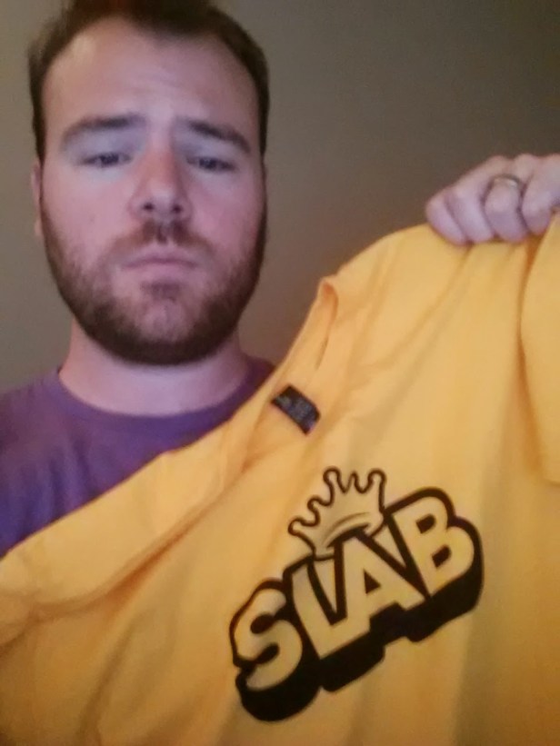 Yeah, I totally won this shirt by being the second EVER customer at Slab BBQ. EVER.