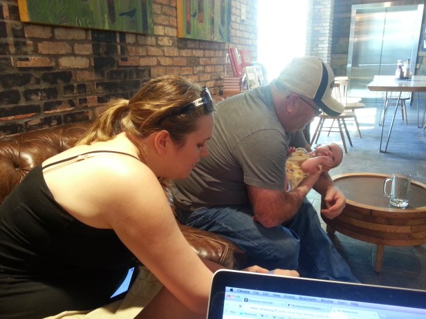 Lauren, Dad, and Johnny hang out at Whole Foods Domain.
