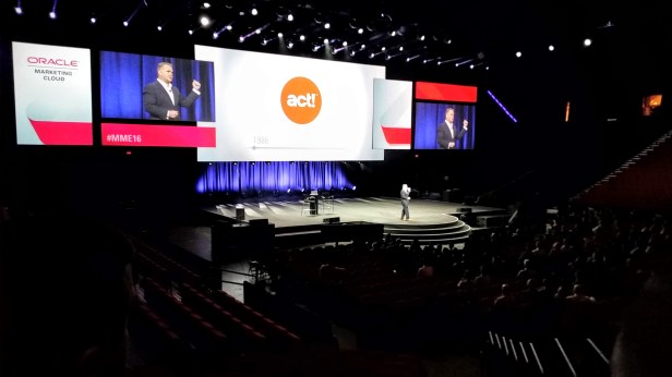 Listening to the opening keynote at the Grand Garden Arena at MGM, where all the big boxing matches take place.