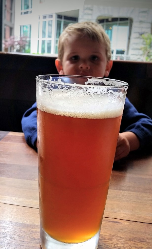 Johnny's first beer of the trip.