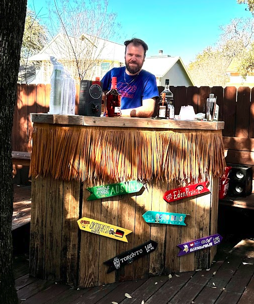 Ryan Glanzer operates a homemade tiki bar.