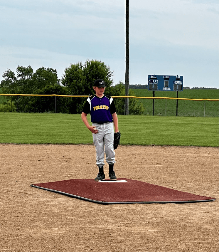 John Glanzer pitches for Willow Lake Pirates baseball team, summer 2025